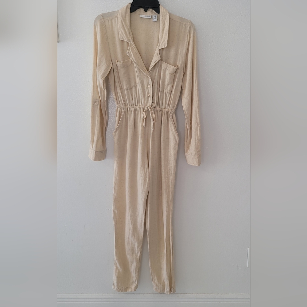 Sincerely Jules Cream Jumpsuit long sleeves and can be worn 3/4 Size Xs - Picture 2 of 12